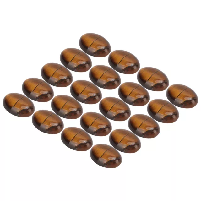 20 X Yellow Tiger Eye Stone Natural Cabochons Oval Flatback Dome Beads GSA