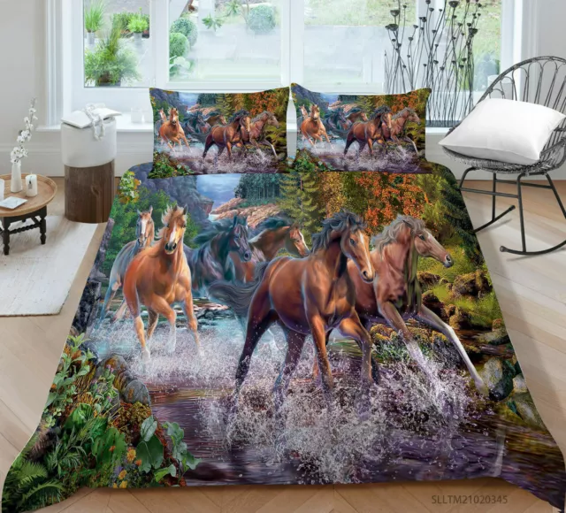 Horses Steeds Painting Doona/Quilt/Duvet Cover Single/Double/Queen/King Bed Set