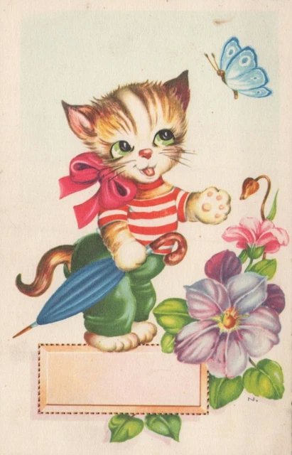 CHAT CHAT Animaux Vintage Carte Postale CPA #PKE747.F