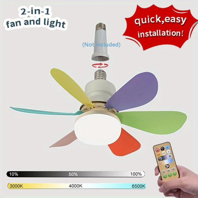30/40W MODERN CEILING Fans with 3 Colors Light E26/E27 Socket Fan ...