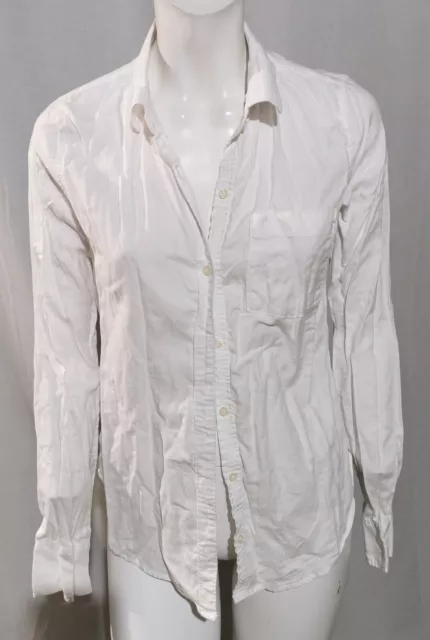 Camicia con colletto anteriore ABERCROMBIE & FITCH bianca cotone a maniche lunghe con bottoni taglia 8