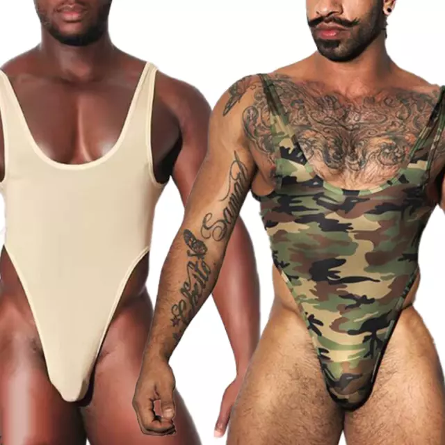 Men Onepiece Jockstrap Bodysuit Bulge Pouch Jumpsuit Wrestling Singlet Underwear