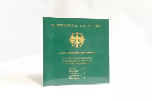 5 x 10 DM BRD Gedenkmünzen "10 Jahre Deutsche Einheit", ADFGJ, SPGL