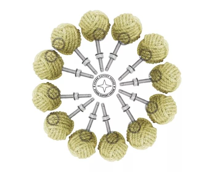 Knotty Door knobs Nautical Drawer pulls Jute Rope Drawer pulls Furniture 12 Pack