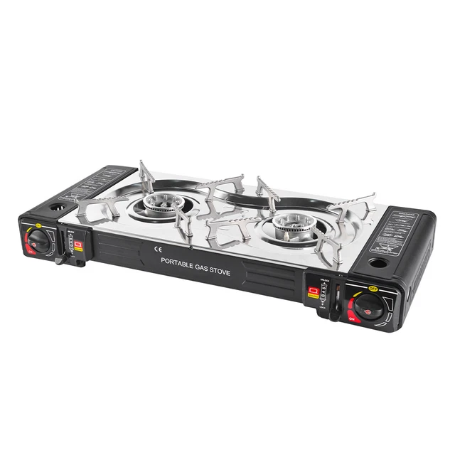 Doppel Kartuschenkocher 2 flammig Camping Gas Kocher Outdoor Campingkocher Herd