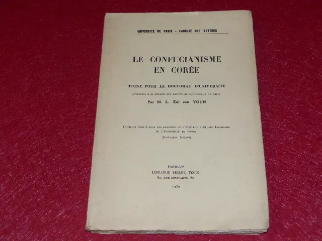 [RELIGIONS ASIE] CONFUCIANISME EN COREE Rare THESE 1939 Laurent Eul Sou YOUN