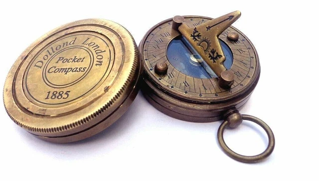 Nautical compasses solid  Brass Sundial Compass Vintage Dollond London Handmade
