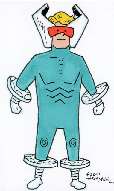 Fred Hembeck Sketch Card: Torpedo, Marvel Comics hero