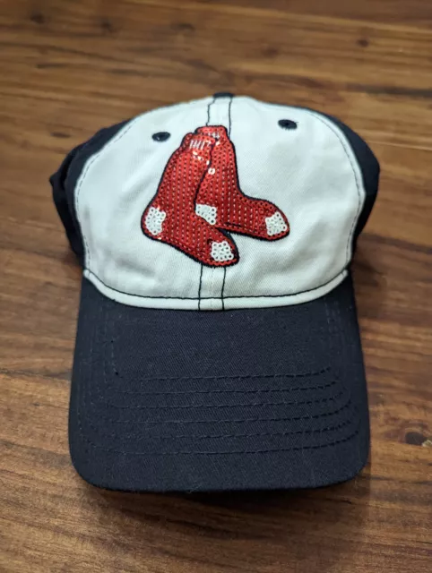 Boston Red Sox Hat Cap Strapback Womens Blue Embroidered MLB Baseball Sequined