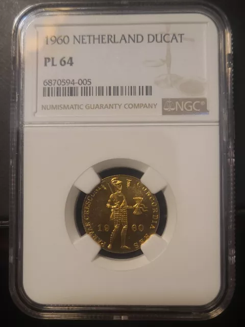 1960 Netherlands Gold Ducat PL64 NGC