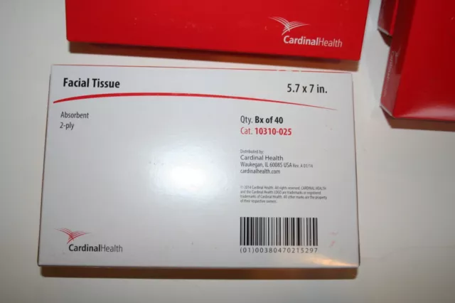 Pocket Size  Tissue  CardinalHealth(40) 2-Ply tissues  5.7" x 7" case of 200 Box 3