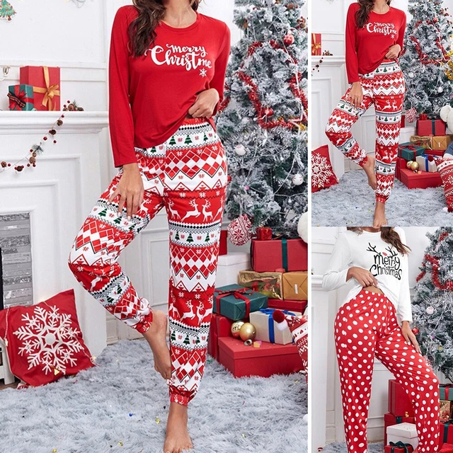 Set pigiami donna a maniche lunghe regalo di Natale pigiami stampa alce set salo
