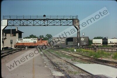 Original Slide Illinois Central Gulf ICG 7718 EMD GP8 Joliet ILL 6-1980