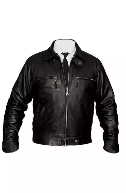 Tedesco Luftwaffe Uomo Nero Stile Biker 100% Vera Pelle Morbido Agnello Giacca