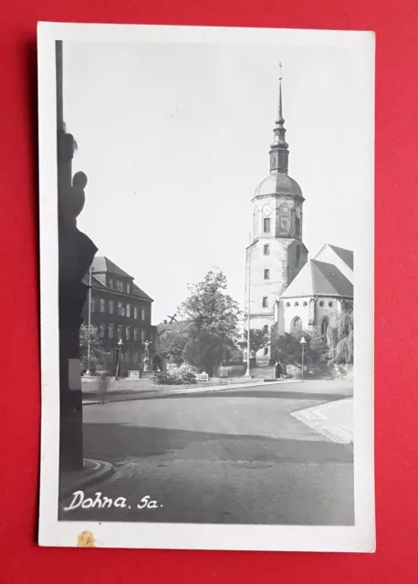 Foto AK DOHNA im Müglitztal um 1930 Platzansicht mit Kirche     ( 26221