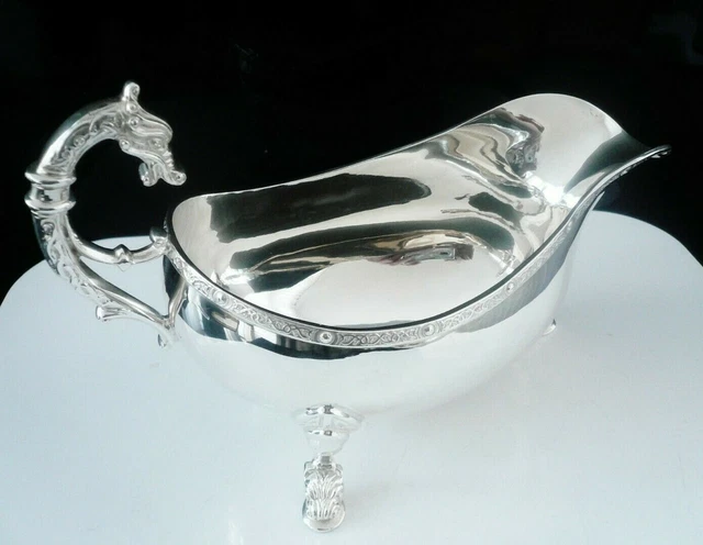 Boxed Lindisfarne Sterling Silver Sauce Boat, Reid & Sons 1997 334g