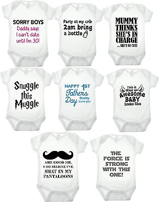 Baby Grow Body Suit Funny Gift Newborn Infant Joke Toddler Boy Girl Cute design
