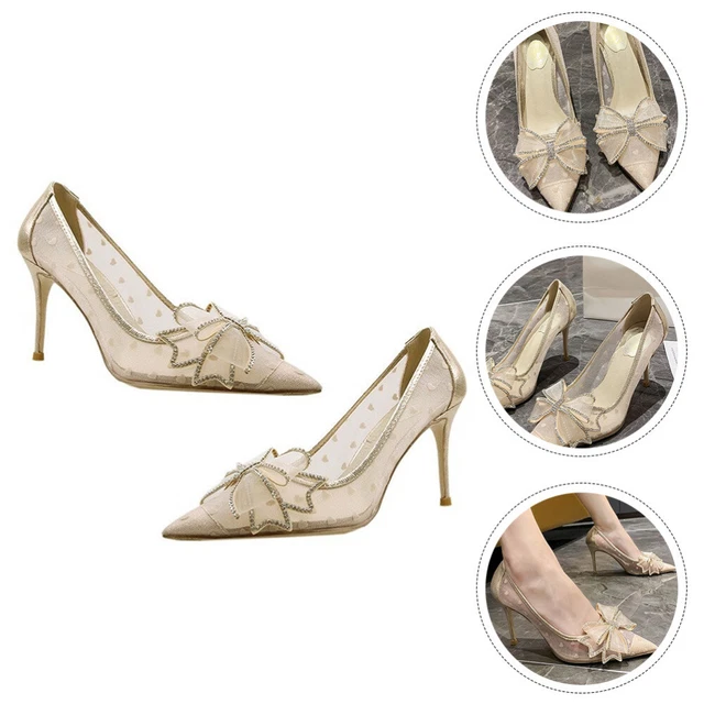 Scarpe in rete cristallo 6 suola: gomma Miss tacchi trasparenti donna punta alta