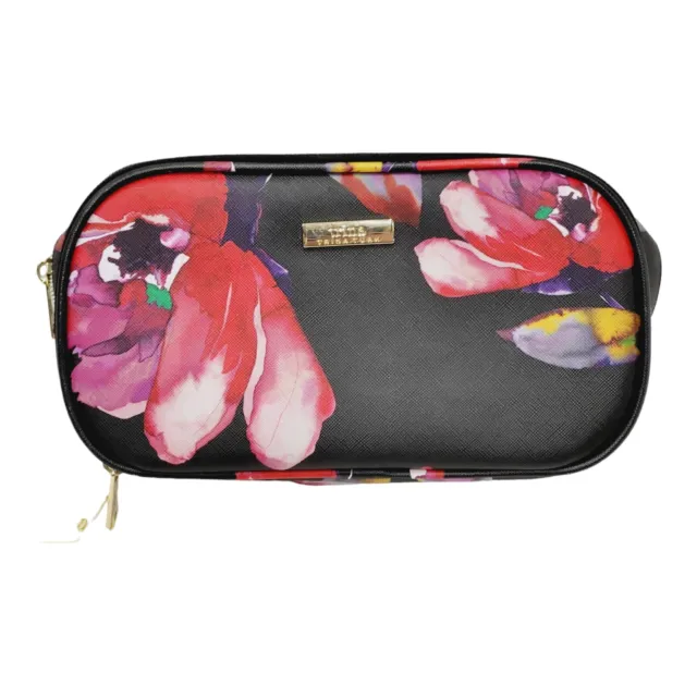 Trina Turk for Clinique Cosmetic Bag Make up Travel Case Black Red Purple Floral