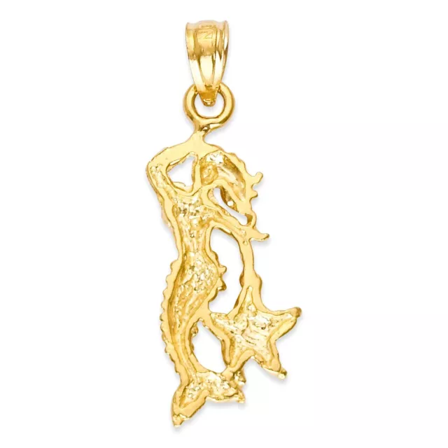 10k/14k Solid Gold Mermaid Pendant - Nautical Ocean Sea Fantasy Jewelry Charm 3