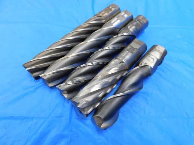5pc LOT 1 1/4" O.D. HSS END MILLS 1 1/4" SHANK 2 3 4 6 FLUTE BRIDGEPORT MILL