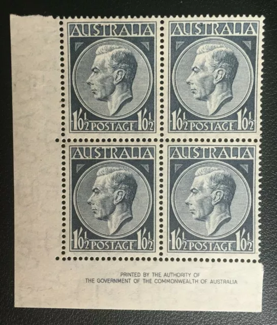 1952 1/0½d indigo KGVI definitive SG252 imprint block of 4