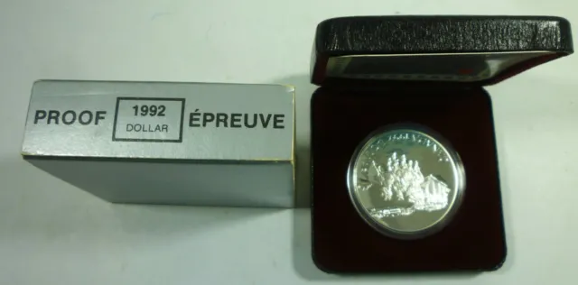 1992 Canada Silver Dollar Proof Coin Gem Cameo Original Box & Presentation Case