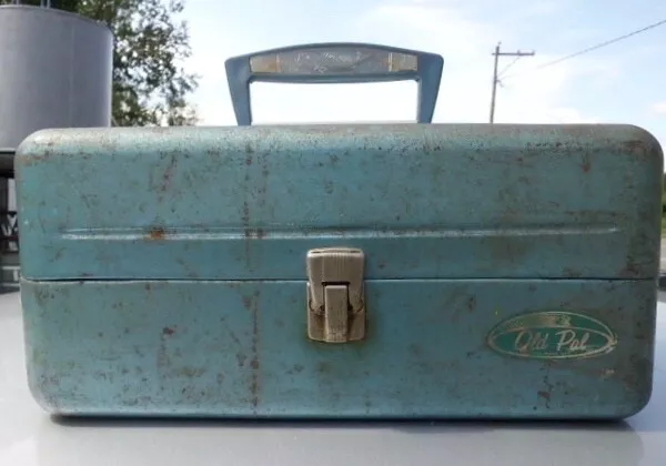 VINTAGE OLD PAL Woodstream Brown Metal Fishing Tackle Box 1960's $24.86 -  PicClick