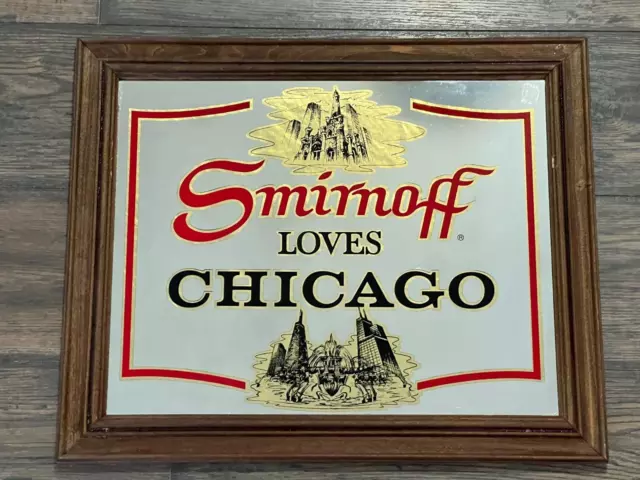 VERY RARE Vintage Smirnoff Loves San Francisco Bar Mirror Sign 22x19