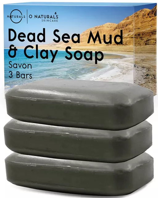 O Naturals 3PCS Dead Sea Salt Mud & Clay Natural Bar Soap - Psoriasis Soap He...