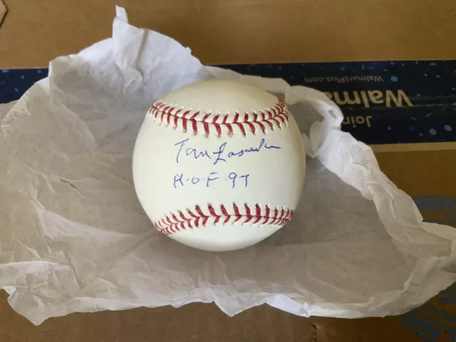 Tom Lasorda Single Signed Baseball OML Autographed Auto PSA DNA W HOF