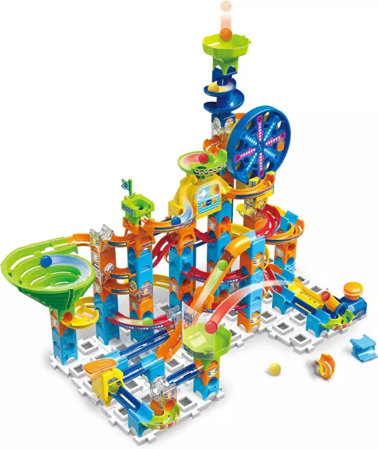 Marble Rush Adventure Set - Construction Toys for Kids with 10 Marbles and 128 B