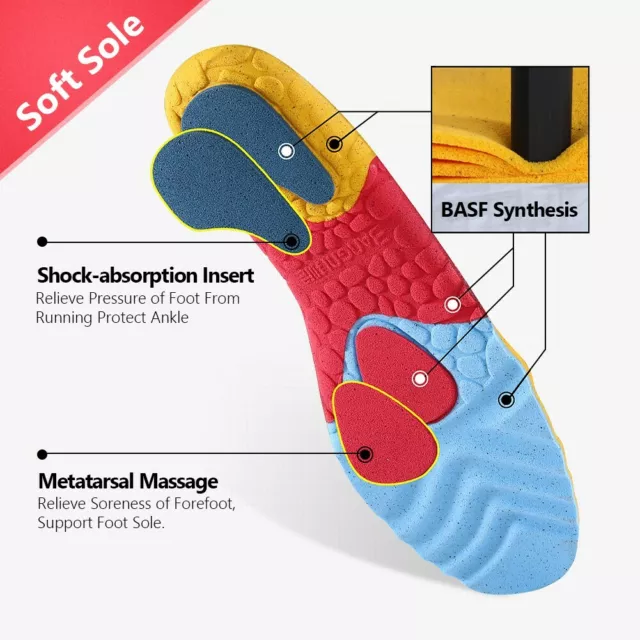 3angni Memory foam work boots insoles shoe insoles sports massage 4-12