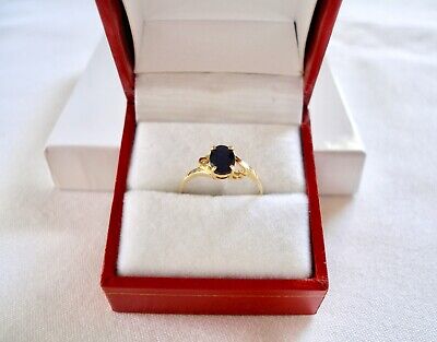 1 Ct. Sapphire Solitaire  14k Yellow Gold 'Hearts' Ring