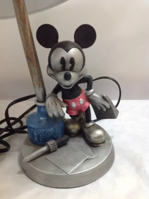 RARE DISNEY 2002 HAMPTON BAY MICKEY MOUSE AT THE INK WELL TABLE LAMP Working