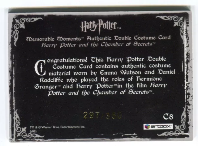 Harry Potter Memorable Moments 2 Harry Hermione Double Costume Card HP C8 #297 2