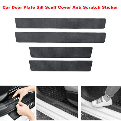 4pcs Carbon Fiber Car Door Plate Sill Scuff Cover Anti Scratch Sticker for