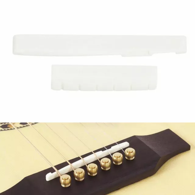 Buffalo Bone Saddle And Slotted Nut For 6 String Acoustic Guitar New