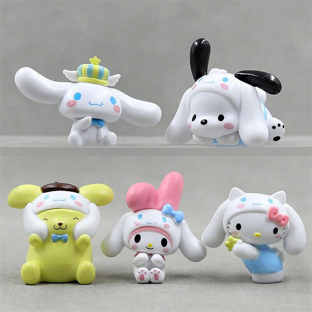 5pcs My Melody Hello Kitty Pochacco Cosplay Cinnamoroll Toys Figures PVC Doll