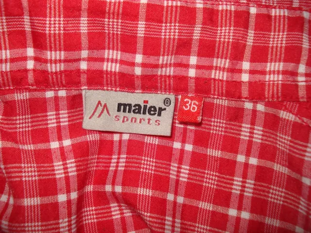 *MAIER SPORTS* DAMEN KURZARM  BLUSE GR. 36 S ROT-WEIß KARIERT TOP ZUSTAND 3