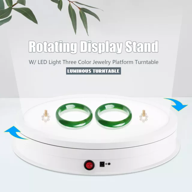 Rotating Display Stand Platform W/led Light Three Color 16.5in Product Turntable