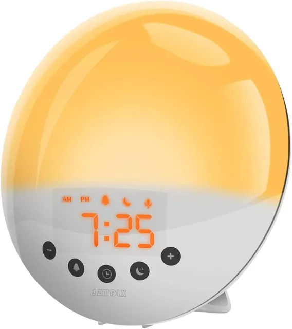 Wake Up Light Lamp Alarm Clock LED FM Radio Sunrise Sunset Simulation Nightlight