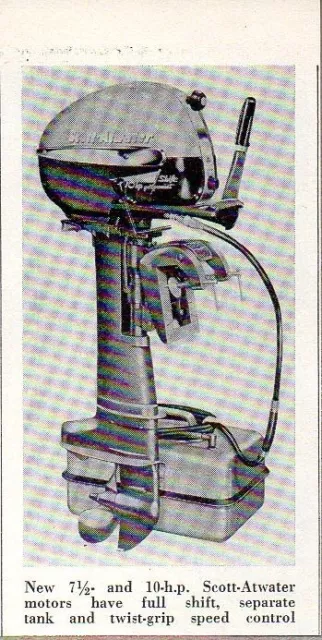 1953 Magazine Photo Scott-Atwater Outboard Motors 7 1/2 & 10 HP