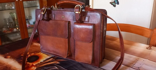 Sac Porte-documents En Cuir Vintage Moreschi - Marron, Style 24h - Occasion