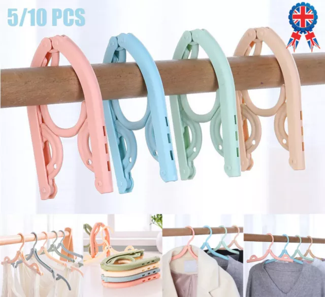 10/5 Travel Portable Foldable Clothes Coat Hangers W/ Folding Slotted Plastic R