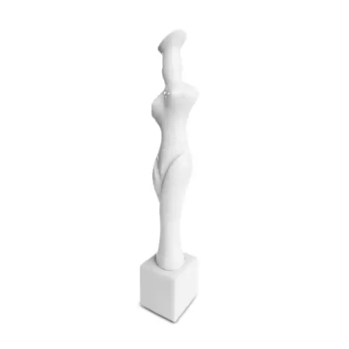 Escultura Femenino Figura Estilizado En Mármol Blanco Marble Sculpture H. 50 CM