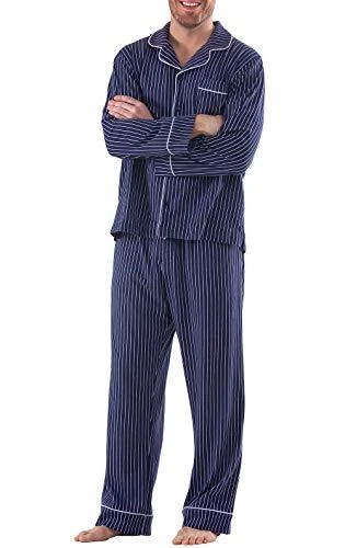PajamaGram Mens Pajamas Tall - Mens Pajama Set Tall, Navy, MDT Navy Blue - Long