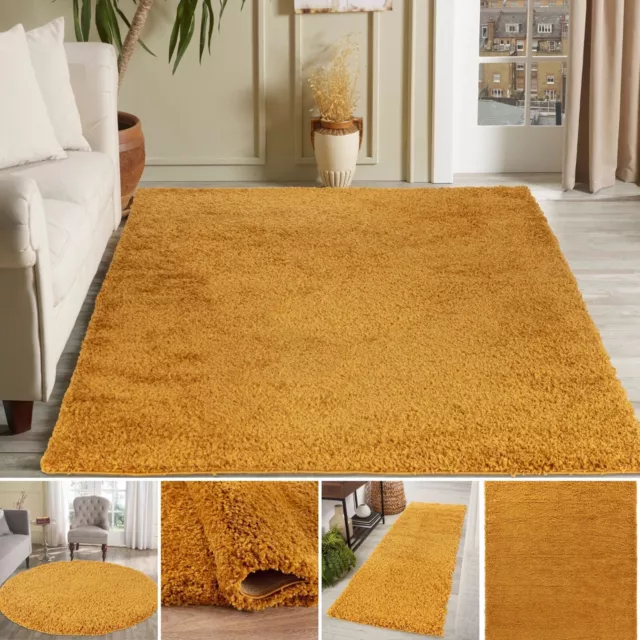 Shaggy Rug Mustard Yellow Gold Ochre Small - Modern Large Living Room Area Rugs