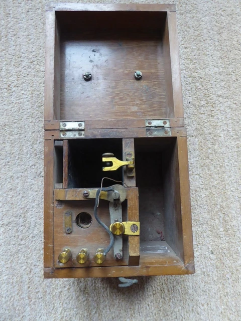 ANTIQUE WOOD BOX partial morse code machine ? electrical £9.75 ...
