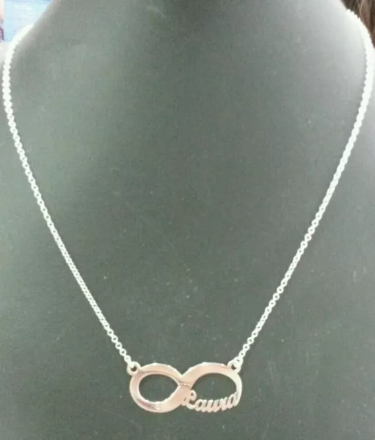 Collana in argento 925 rodiato con ciondolo INFINITO e NOME personalizzabile